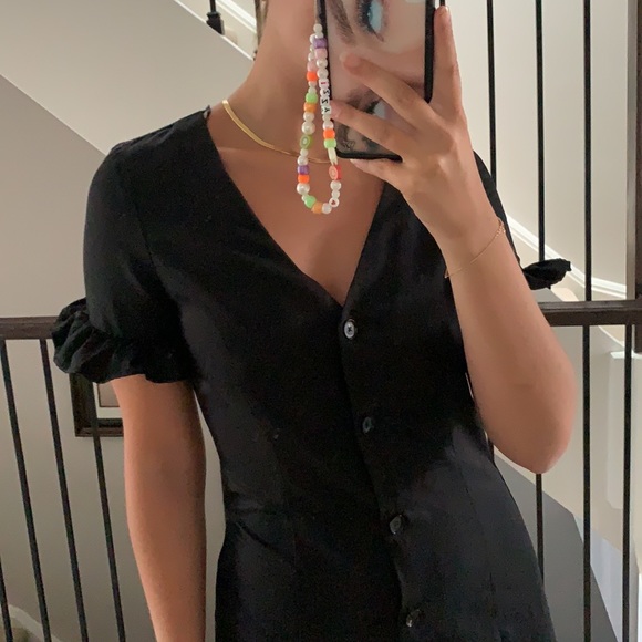 Black Zara Mini Short Sleeve Button Down Dress - Picture 6 of 7